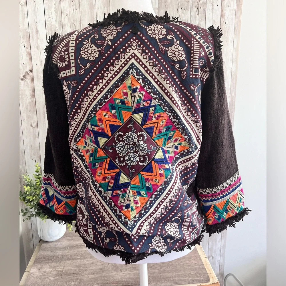 Billabong Women’s Lou Cropped Embroidered Jacket Blazer
